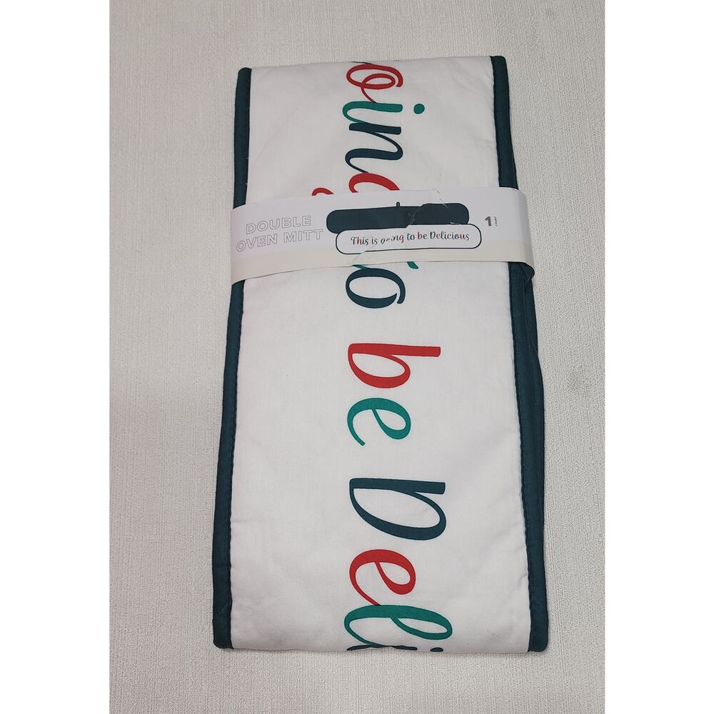 Double oven mitt ''This is going to be delicious'' measurements 7'' x 36''
